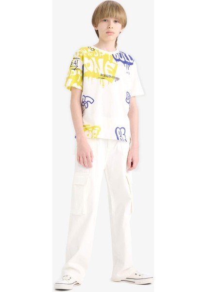 Erkek Çocuk Bisiklet Yaka Baskılı Kısa Kollu Tişört