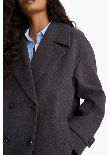 Regular Fit Düğmeli Uzun Kaşe Kaban F1197AX25WN