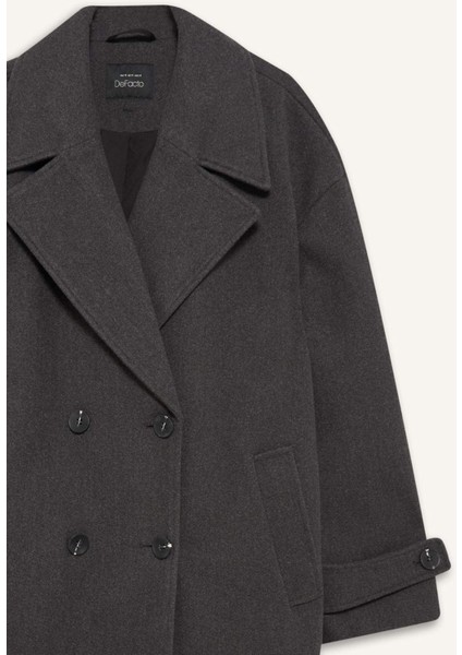 Regular Fit Düğmeli Uzun Kaşe Kaban F1197AX25WN