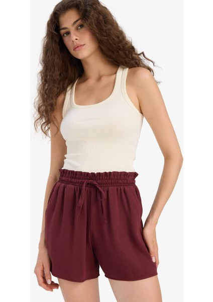 Normal Bel Kısa Paça Krinkıl Viskon Şort F3101AX25HS