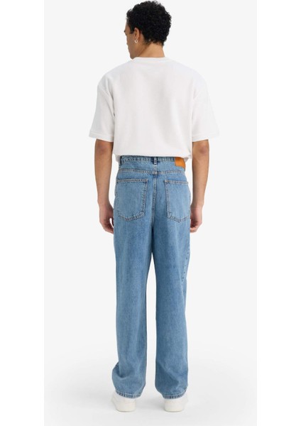 %100 Pamuk Baggy Fit Normal Bel Geniş Paça Jean Pantolon E8421AX25AU