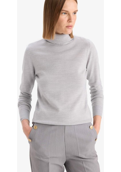 Regular Fit Yumuşak Dokulu Balıkçı Yaka Basic Düz Triko Kazak H1651AZ25WN