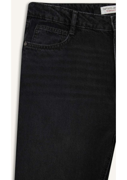 %100 Pamuk 90's Slim Fit Dar Kalıp Yüksek Bel Dar Paça Jean Pantolon D8587AX25AU