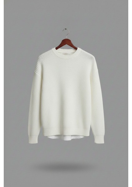 Erkek Oversize Kesim Bisiklet Yaka Örme Triko Kazak modelleri