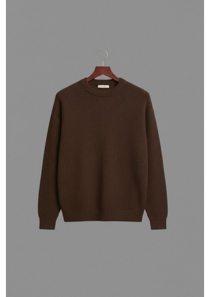 Erkek Oversize Kesim Bisiklet Yaka Örme Triko Kazak modelleri