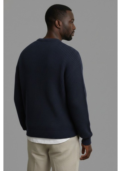 Erkek Oversize Kesim Bisiklet Yaka Örme Triko Kazak fiyatları