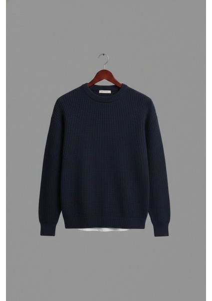 Erkek Oversize Kesim Bisiklet Yaka Örme Triko Kazak modelleri