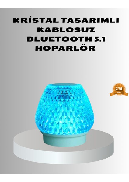 Mini LED Işıklı Bluetooth Hoparlör 5W Kristal Desenli 1200 Mah Şarjlı