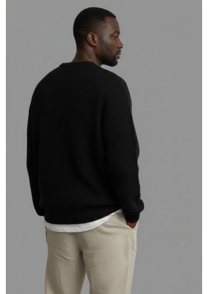 Erkek Oversize Kesim Bisiklet Yaka Örme Triko Kazak fiyatları