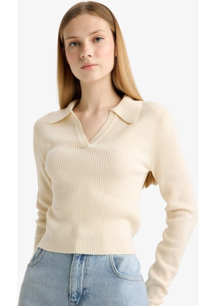 Slim Fit Dar Kesim Polo Yaka Triko Kazak X4929AZ25WN