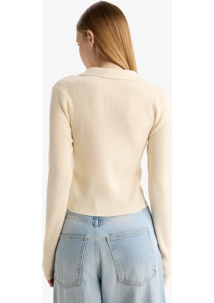 Slim Fit Dar Kesim Polo Yaka Triko Kazak X4929AZ25WN