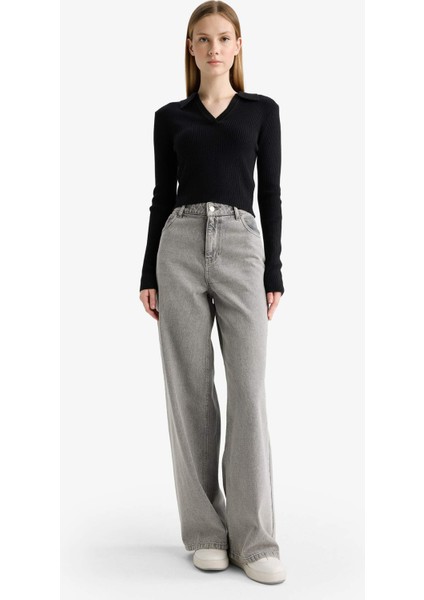 Slim Fit Dar Kesim Polo Yaka Triko Kazak X4929AZ25WN