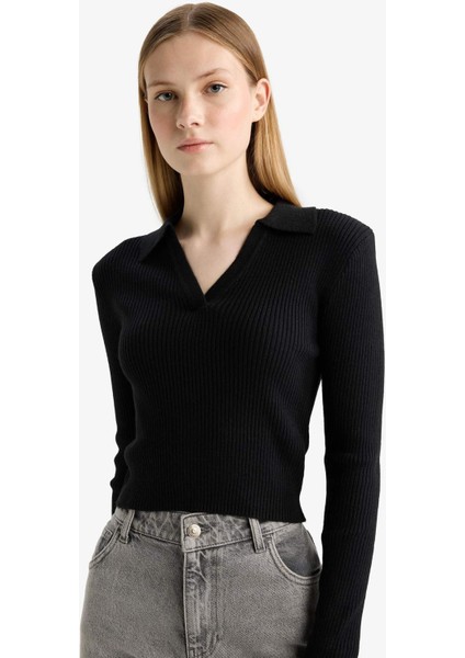 Slim Fit Dar Kesim Polo Yaka Triko Kazak X4929AZ25WN