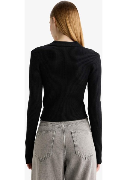 Slim Fit Dar Kesim Polo Yaka Triko Kazak X4929AZ25WN