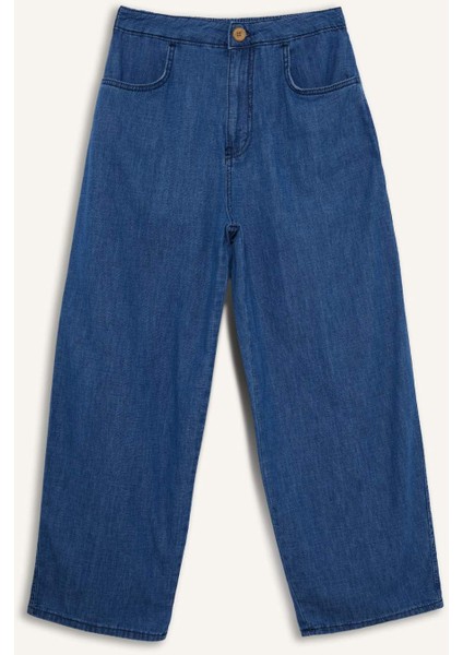 Culotte Beli Lastikli Kısa Paça Bilek Boy Jean Pantolon E3041AX25SM