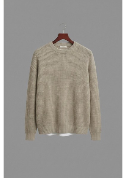 Erkek Oversize Kesim Bisiklet Yaka Örme Triko Kazak modelleri