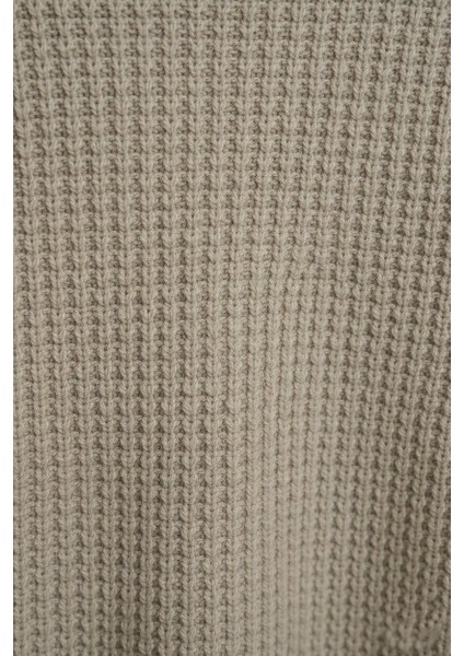 Erkek Oversize Kesim Bisiklet Yaka Örme Triko Kazak fırsatları