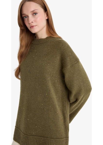 Loose Fit Bisiklet Yaka Triko Tunik