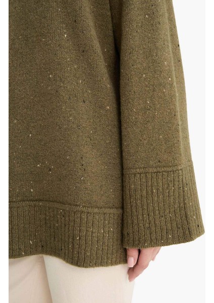 Loose Fit Bisiklet Yaka Triko Tunik