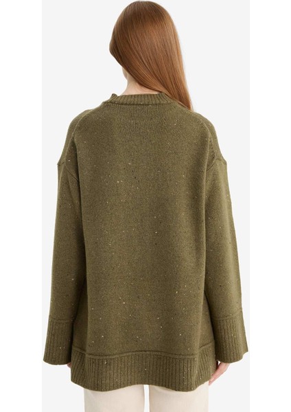 Loose Fit Bisiklet Yaka Triko Tunik