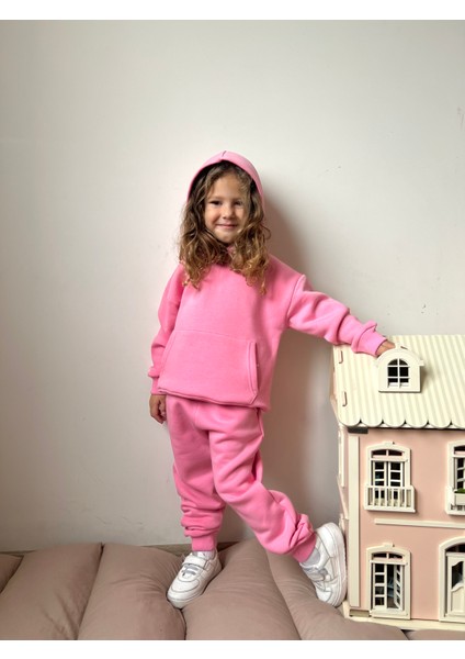 Erkek / Kız Çocuk Eşofman Takımı Kanguru Cepli Kapüşonlu 3 Iplik Şardonlu modelleri