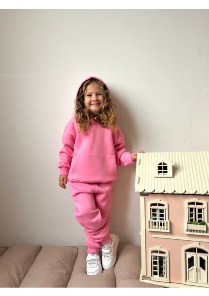 Erkek / Kız Çocuk Eşofman Takımı Kanguru Cepli Kapüşonlu 3 Iplik Şardonlu fırsatları