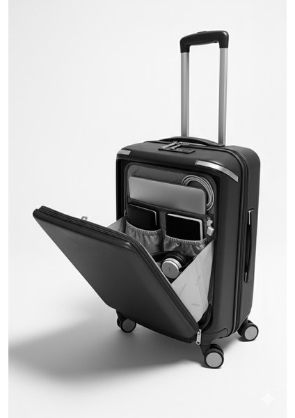 Büyük ve Kabin Boy 2'li Set %100 Polipropilen Valiz Siyah 04PC7090 fırsatları