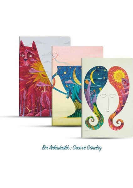 Üçlü Çizgisiz Defter Seti: Bir Arkadaşlık: Gece ve Gündüz