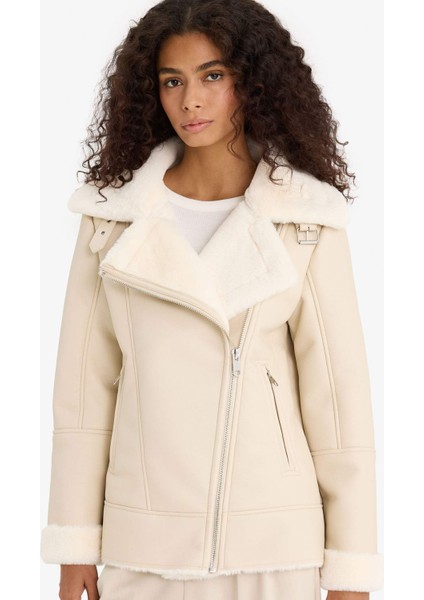 Su Geçirmez Oversize Geniş Kalıp Suni Kürk Astarlı Fermuarlı Mont F1823AX25WN