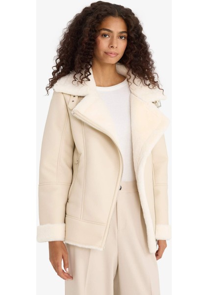 Su Geçirmez Oversize Geniş Kalıp Suni Kürk Astarlı Fermuarlı Mont F1823AX25WN