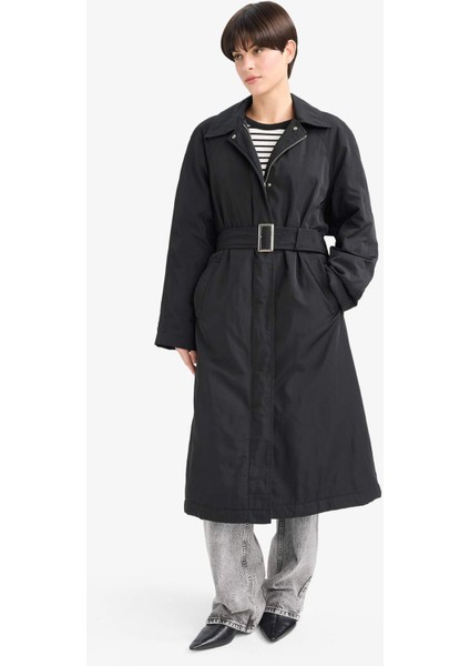 Regular Fit Kemerli Fermuarlı Uzun Trençkot F2100AX25WN