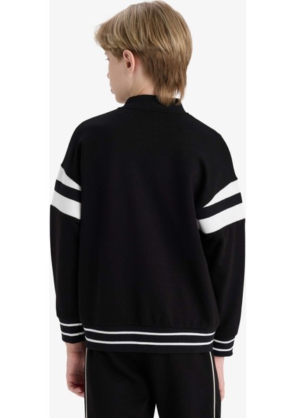 Erkek Çocuk Okul Kolej Yaka Baskılı Bomber Ceket