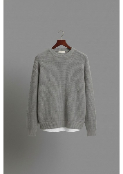 Erkek Oversize Kesim Bisiklet Yaka Örme Triko Kazak modelleri