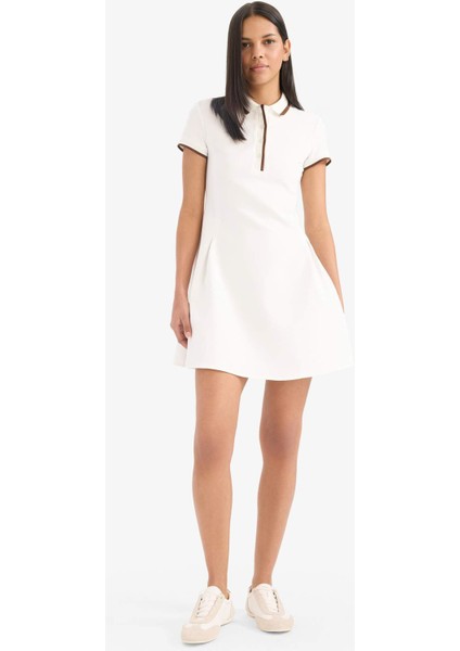 Polo Yaka Kısa Kollu Mini Yazlık Elbise