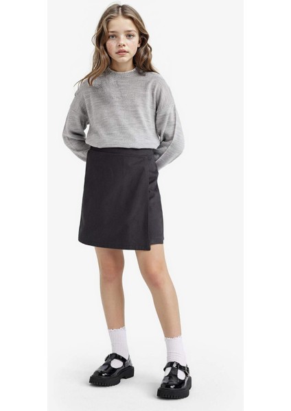 Kız Çocuk Okul Beli Lastikli Gabardin Şort Etek