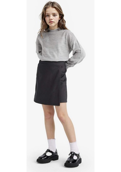 Kız Çocuk Okul Beli Lastikli Gabardin Şort Etek