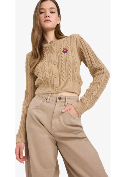 Regular Fit Bisiklet Yaka Düğmeli Triko Hırka E8237AX25WN