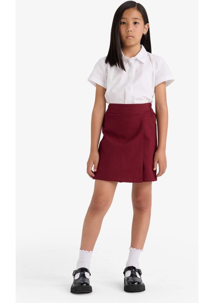 Kız Çocuk Okul Beli Lastikli Gabardin Şort Etek