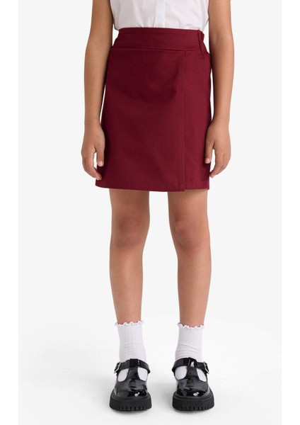 Kız Çocuk Okul Beli Lastikli Gabardin Şort Etek
