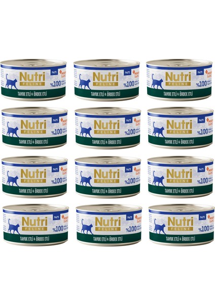 Tavuk Etli ve Ördekli Pate Tahılsız Yetişkin Kedi Konservesi 70 Gr. x 12 Adet