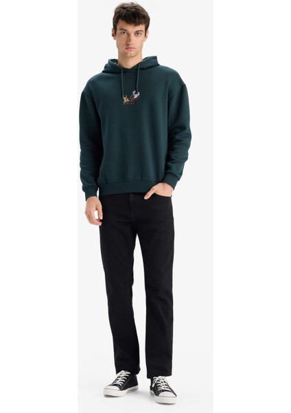 Rick and Morty Boxy Fit Kapüşonlu Sırt Baskılı Sweatshirt F2247AX25WN