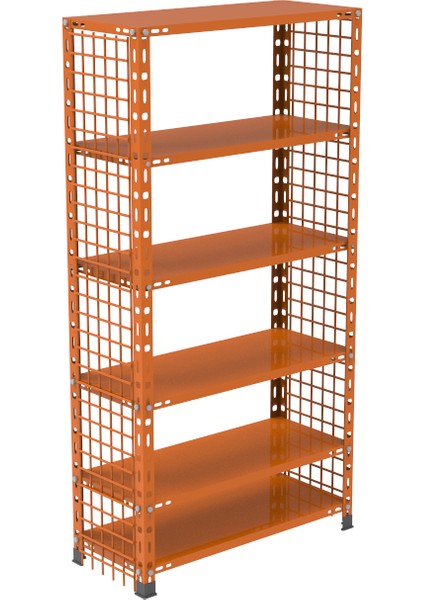 6 Katlı Renkli Tel Kafesli Çelik Ayakkabılık Rafı - TURUNCU-31X75X150 cm