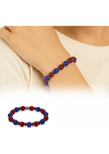 Küre Kesim Bordo Mavi Jade Doğaltaş Kadın Taraftar Bileklik M2 fiyatları