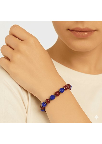 Küre Kesim Bordo Mavi Jade Doğaltaş Kadın Taraftar Bileklik M2 modelleri
