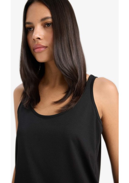 Regular Fit Basic Düz Yuvarlak Yaka Siyah Atlet F3618AX25SM