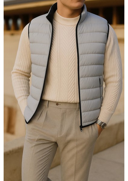 Erkek Kışlık Comfort Kolsuz Astarlı Gri Şişme Yelek fırsatları