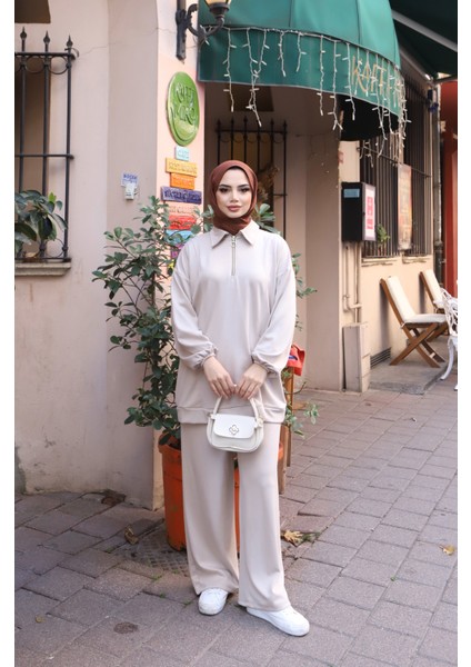 Yarım Fermuarlı Cepli Modal Takım