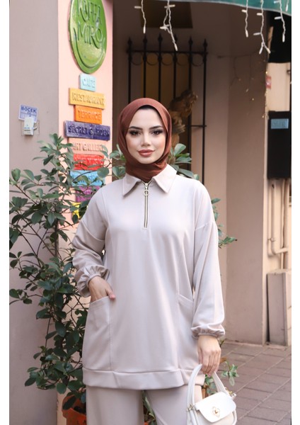 Yarım Fermuarlı Cepli Modal Takım modelleri