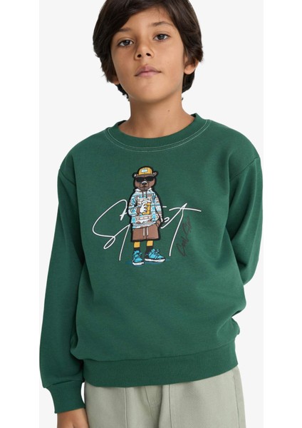 Erkek Çocuk Bisiklet Yaka Baskılı Sweatshirt F2851A825WN
