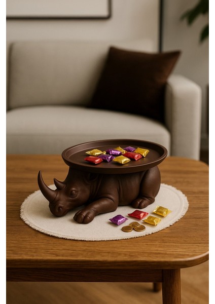 Dekoratif Gergedan Sunumluk Çok Amaçlı Pratik Ev Gereçleri Kahve (Vegan Üretim) fırsatları